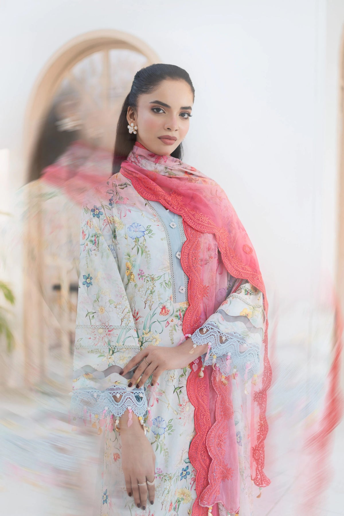 Sky Blue Dress, Embroidered Lawn 3PC | Buraq Store