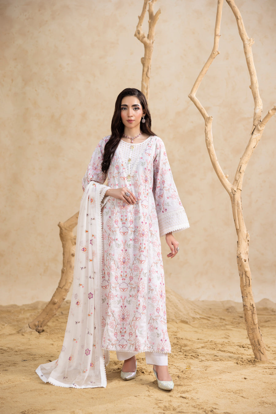 White Embroidered 3-Piece Set