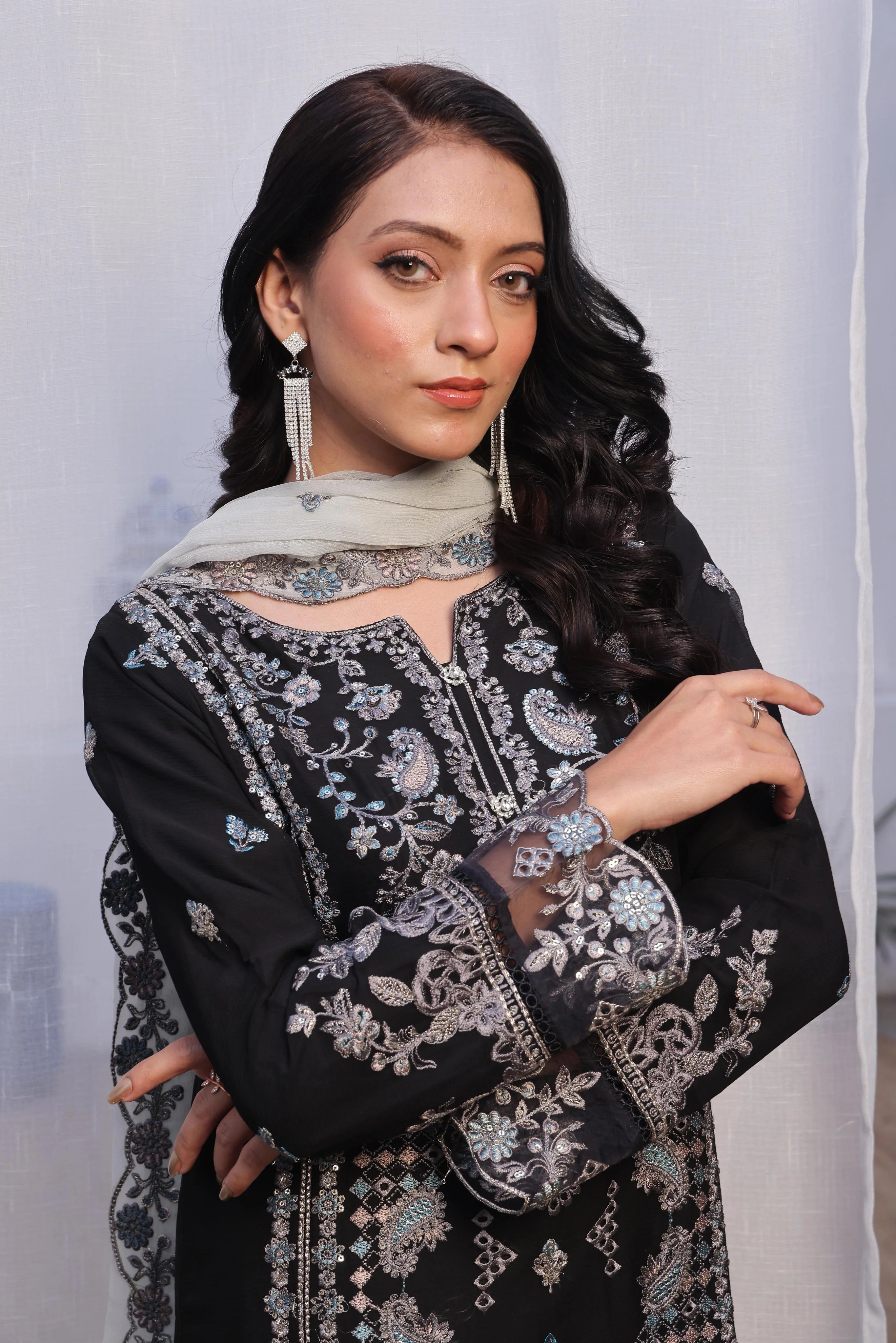 Resham Gharara Chiffon Pret 3 PCs