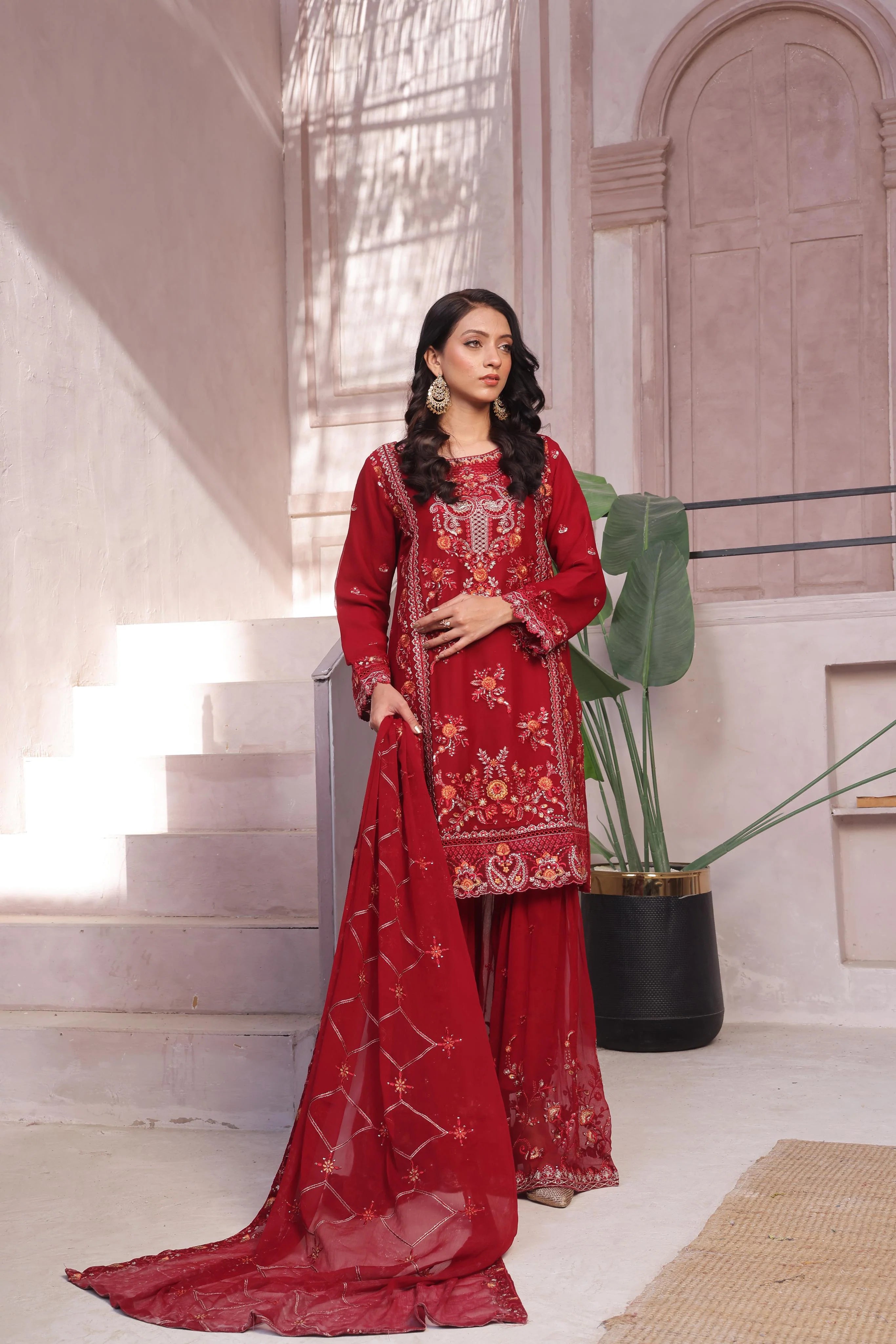 Resham Gharara Chiffon Pret 3 PCs