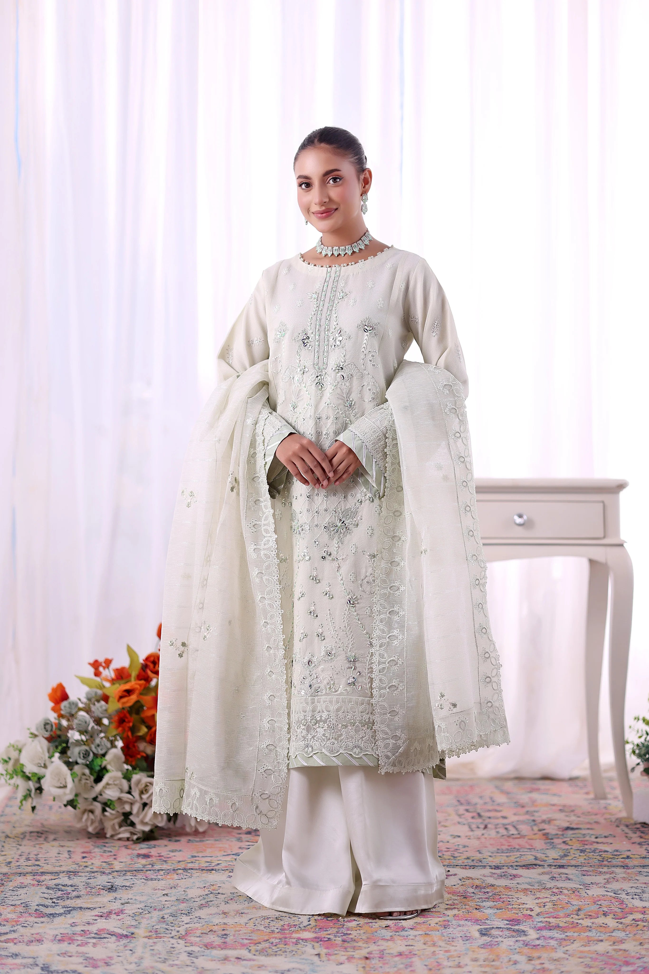 Chandni Aiyudiya Net Unstitched 3 PCs