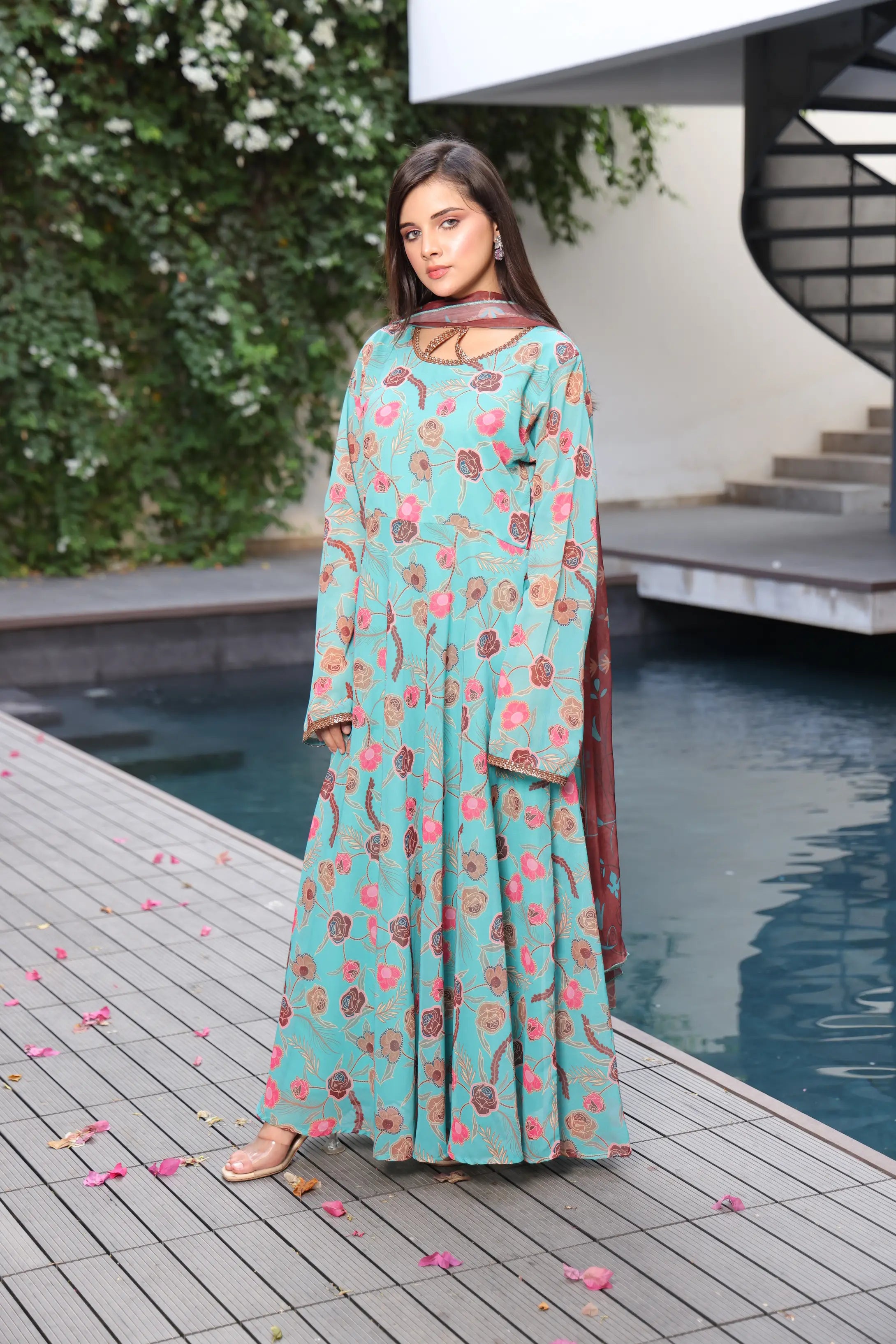 Charming Tea-Length Dress (FRT-82) Maxi 2 PCs