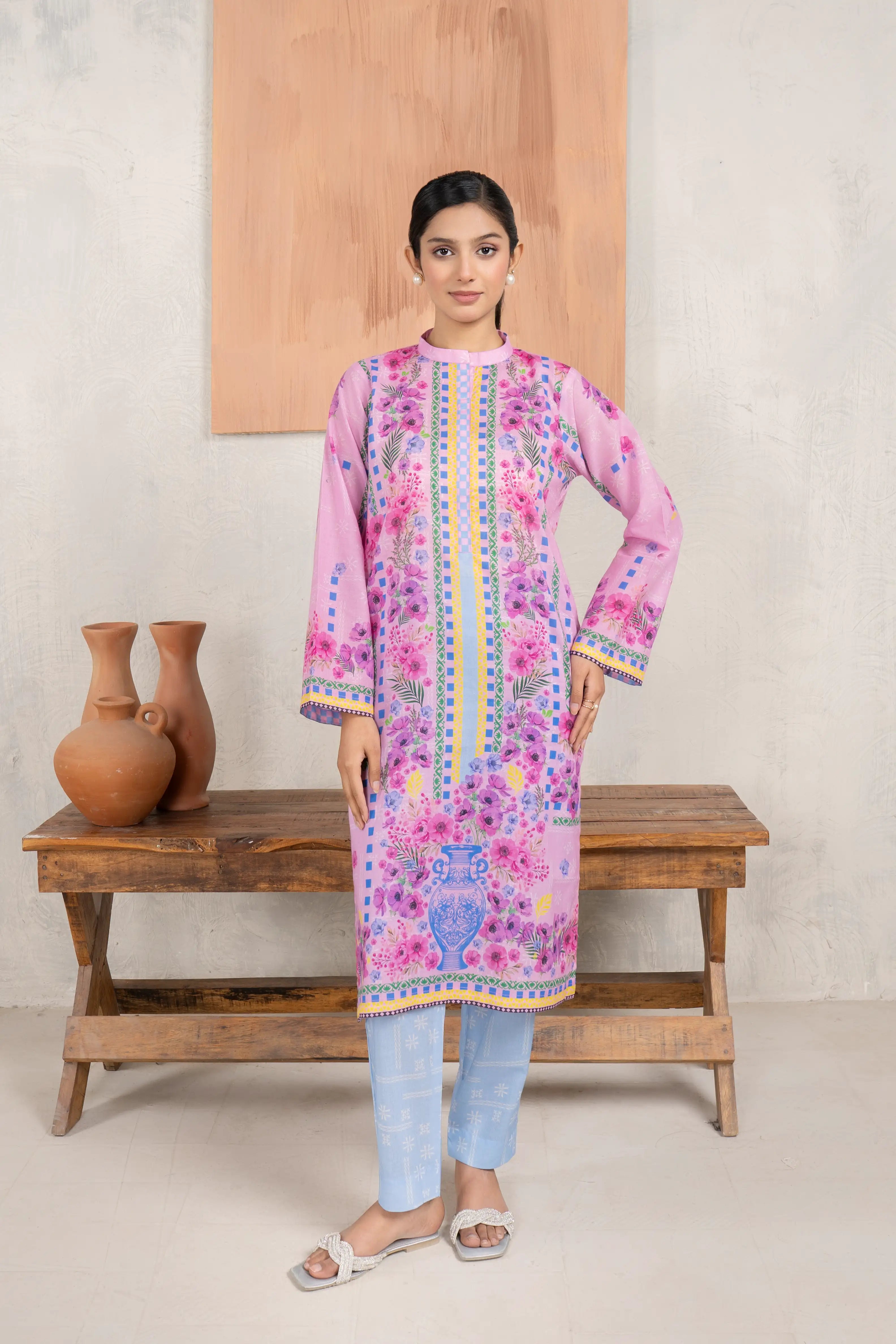 Floral Printed Cambric Pret 2Pcs