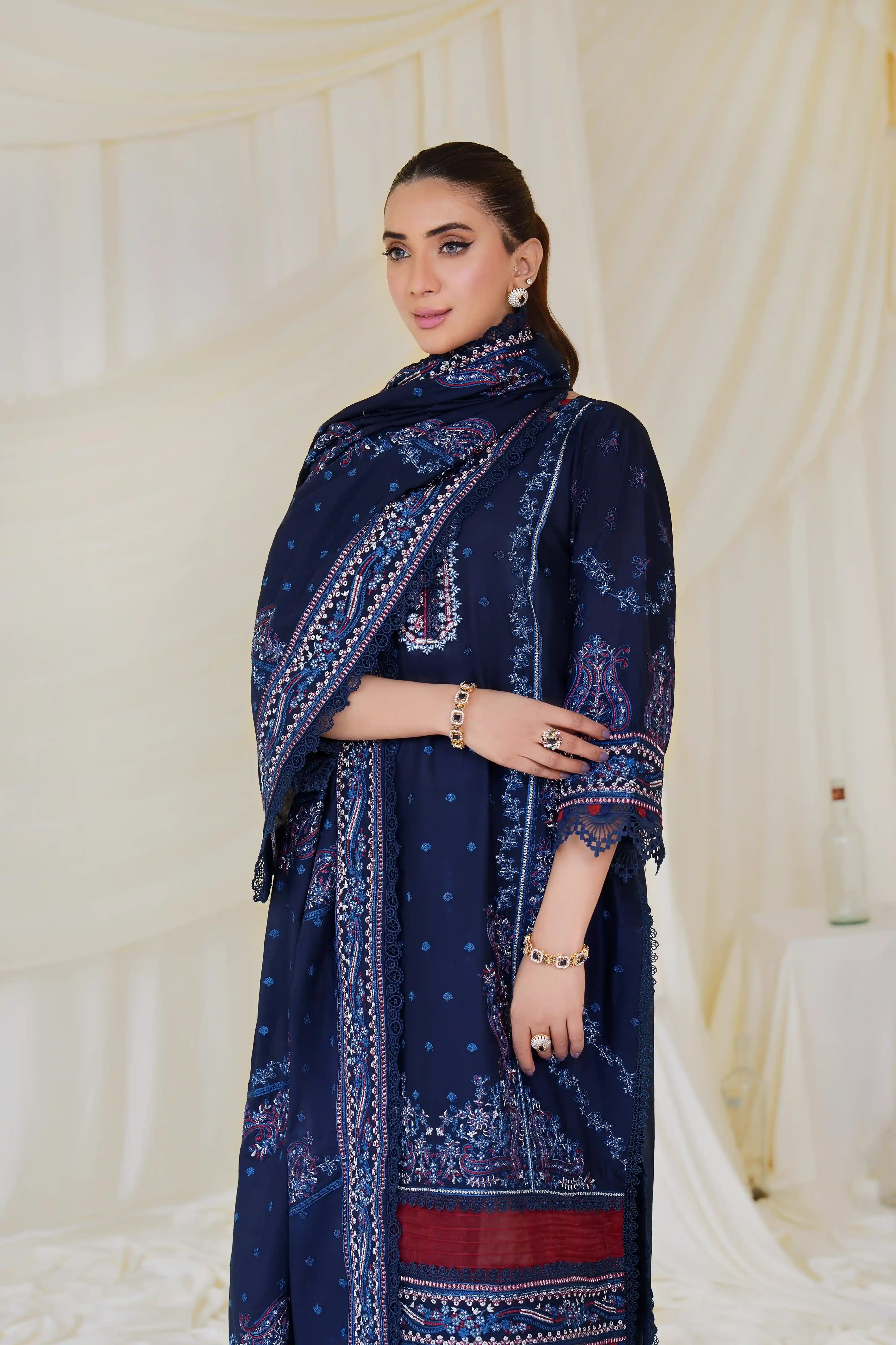 Ethnic Embroidered Lawn Pret 3Pcs