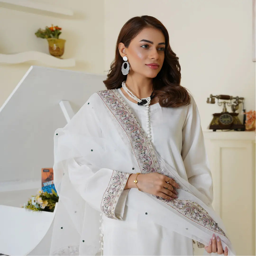 Ivory White Pret Viscose 3 PCs