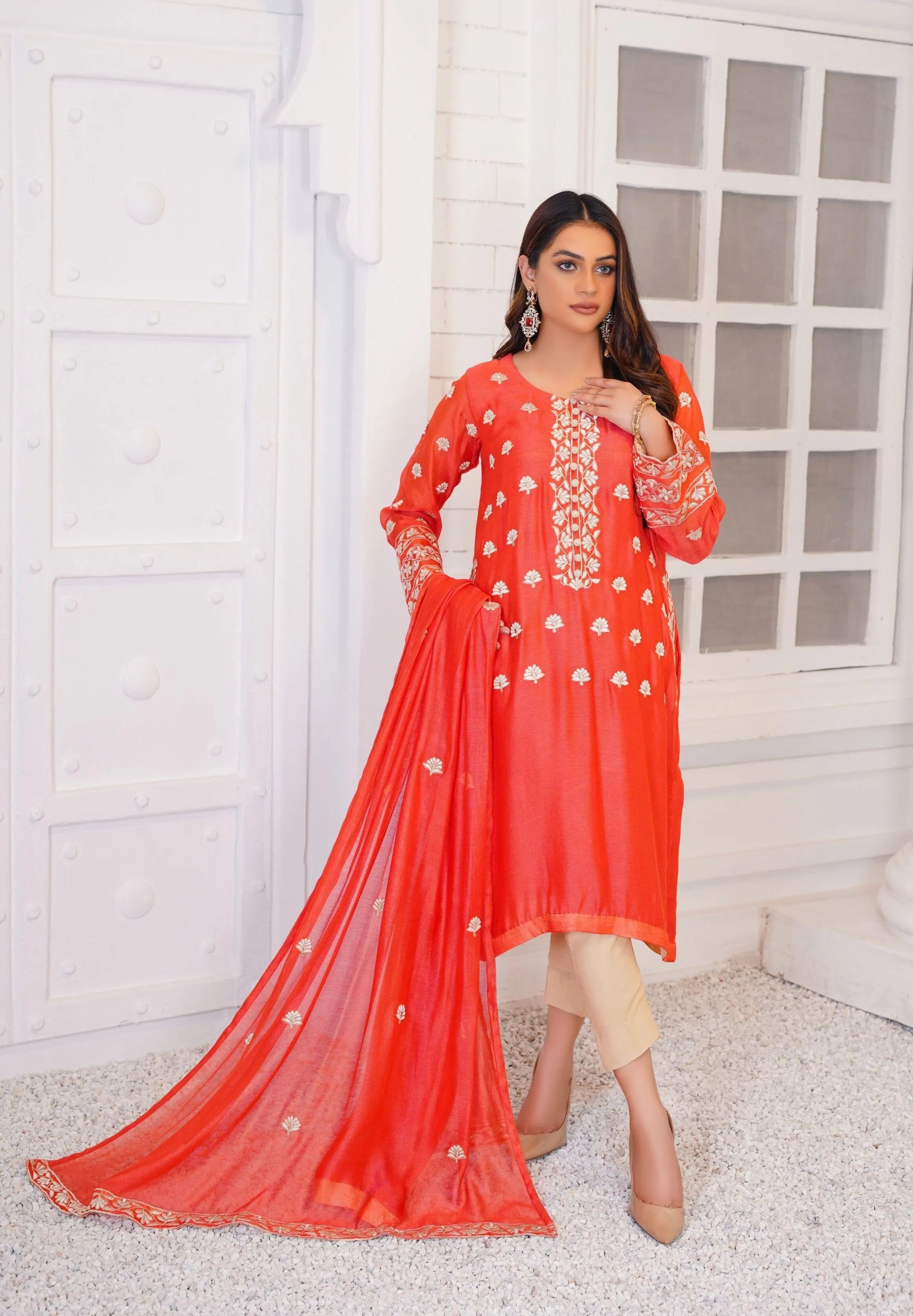 khaadi orange dress Khadi Cresent Moon Dress | Womens Khadi Dress | Rias Jaipur