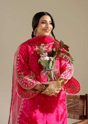 woman showcasing pink 3 piece dress buraqstore stylish wear