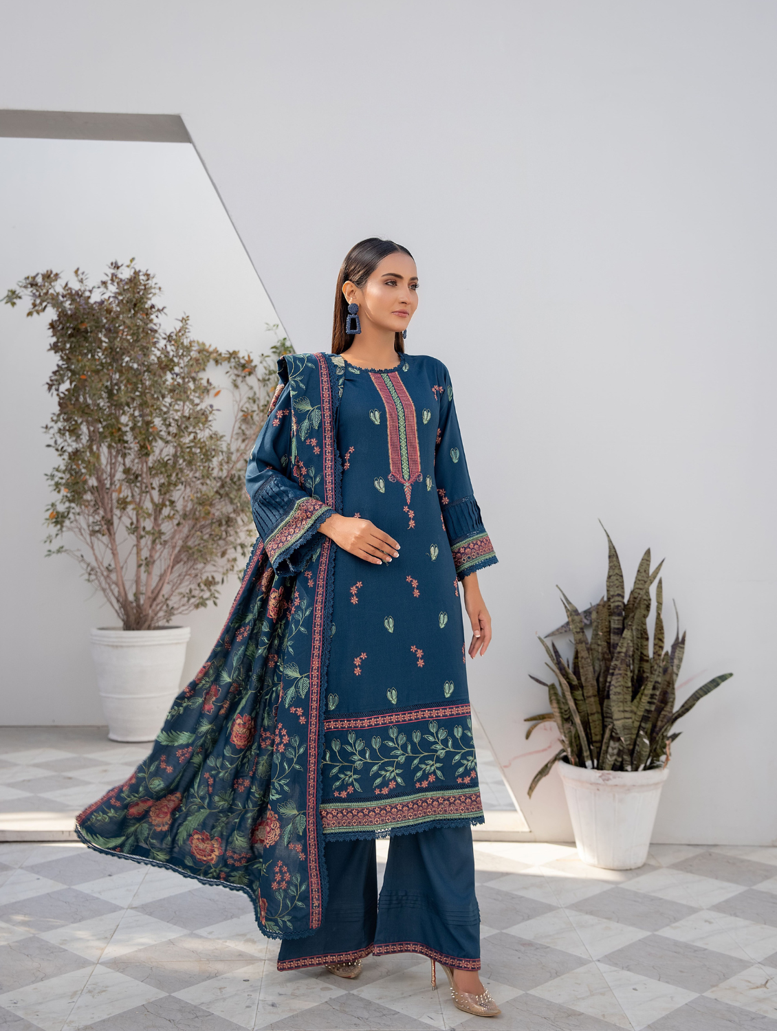 Embroidered Dhanak Unstitched 3Pcs