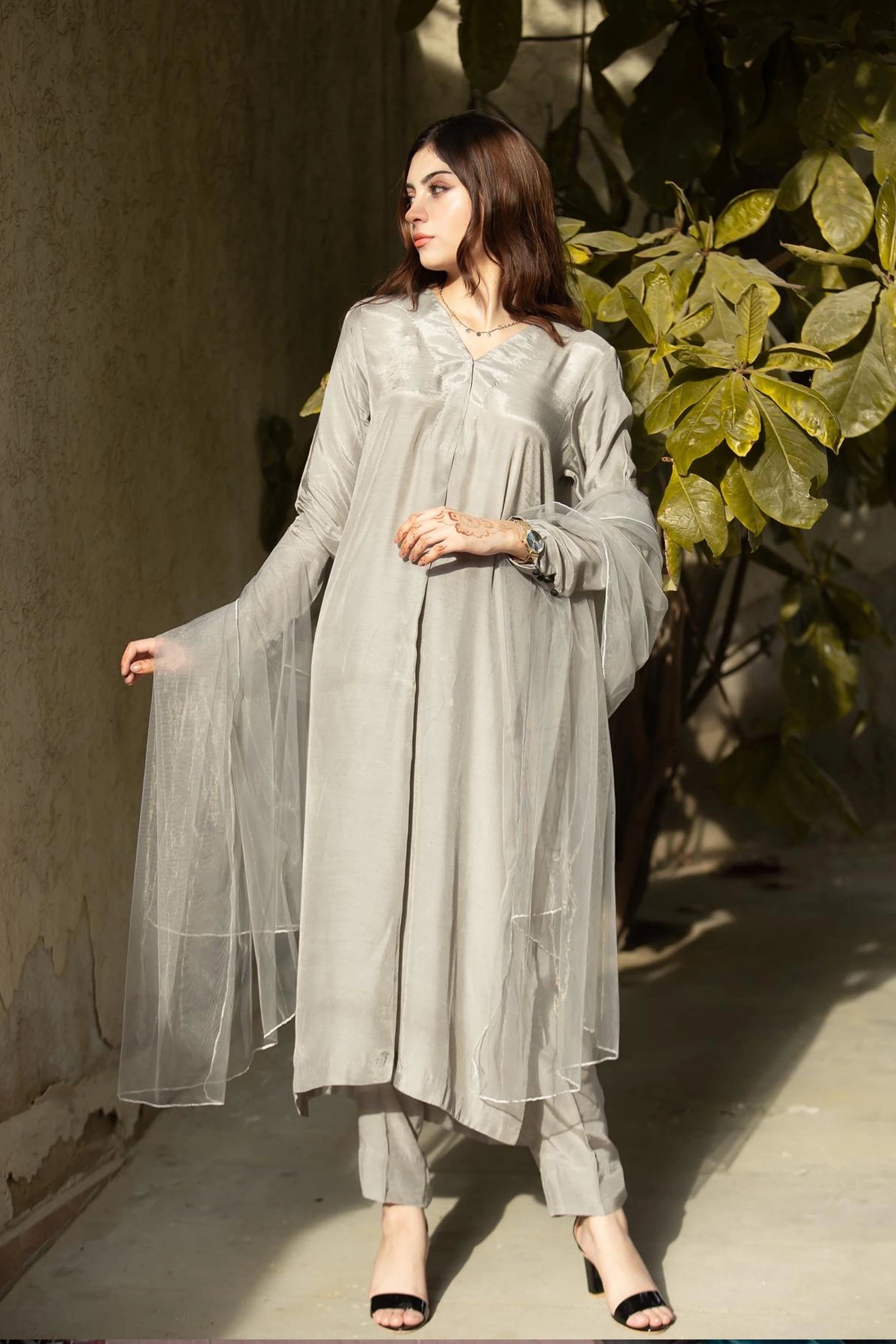 Grey Cotton Silk Pret 3Pcs