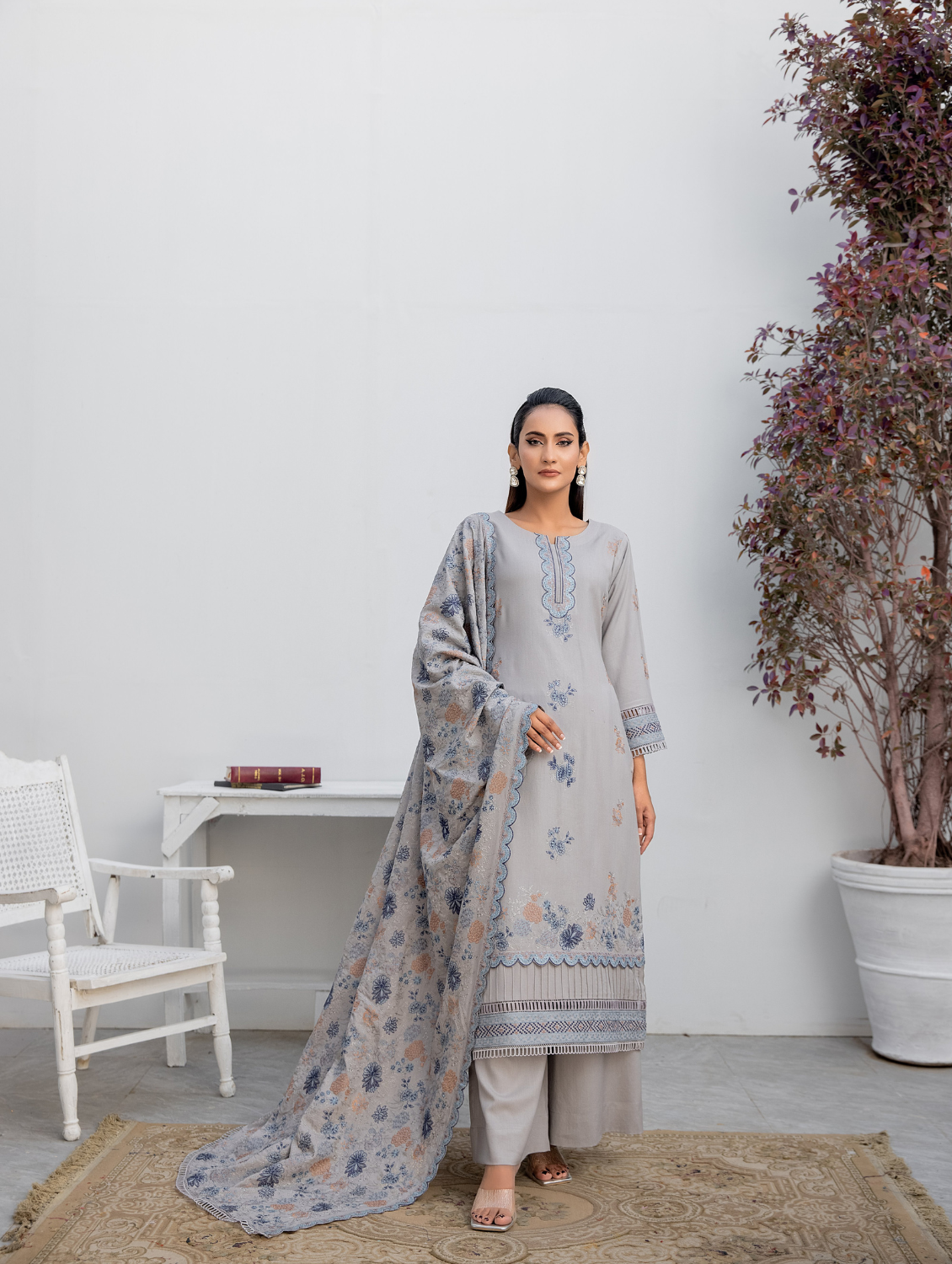 Embroidered Dhanak Unstitched 3Pcs