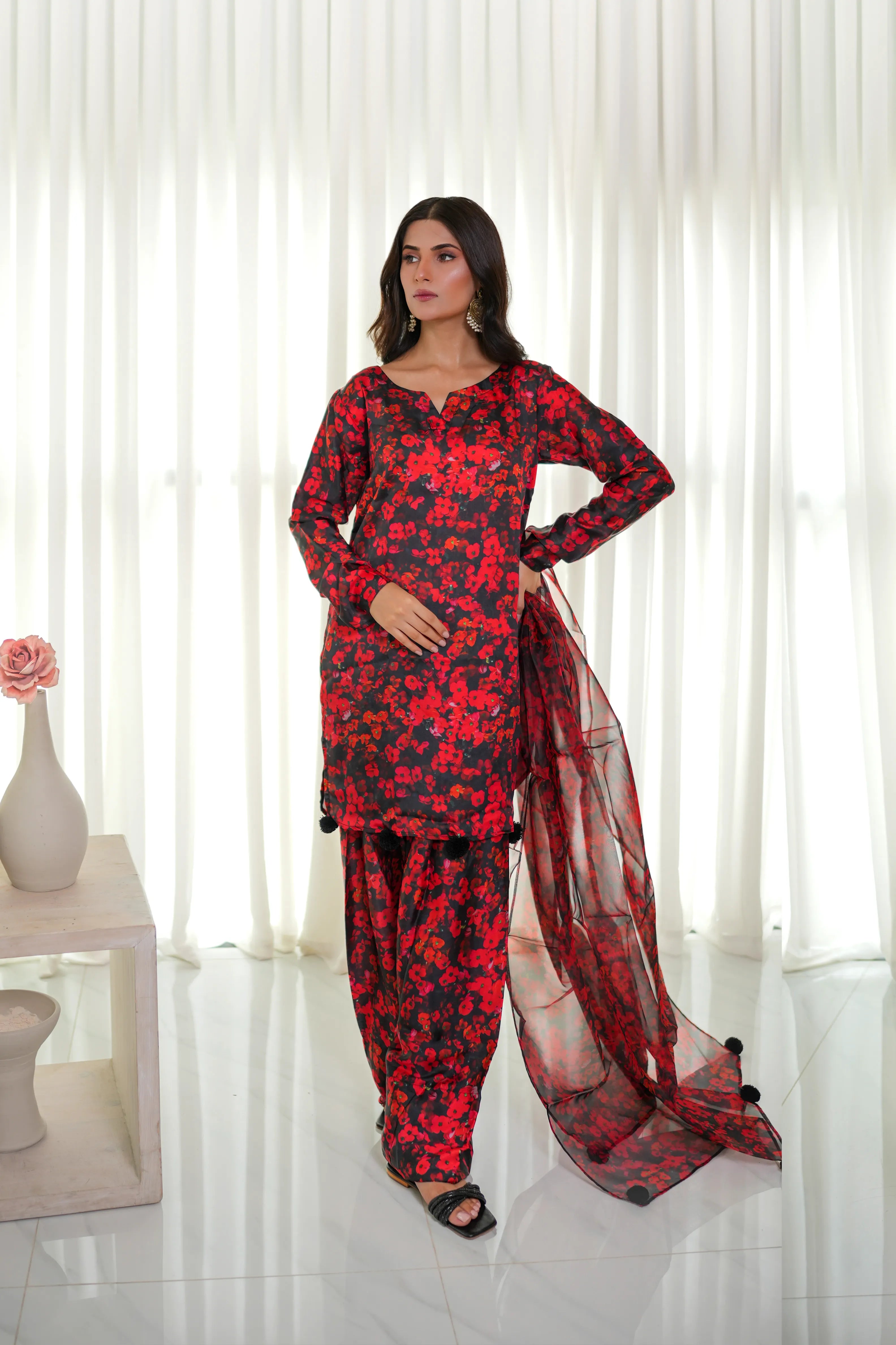 Red Flora Basic Silk Pret 3 Pcs