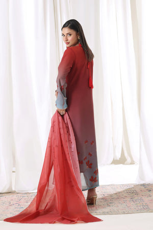 Buraqstore side pose of party red dress for women chiffon outfit