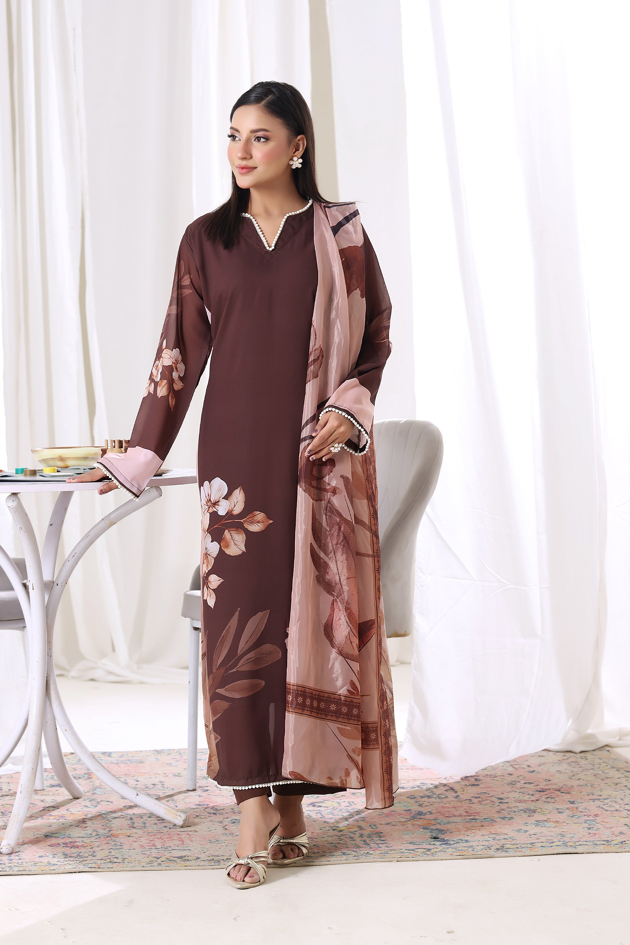 Mocha Petal Serenity (FR-826) Chiffon Pret 2Pcs