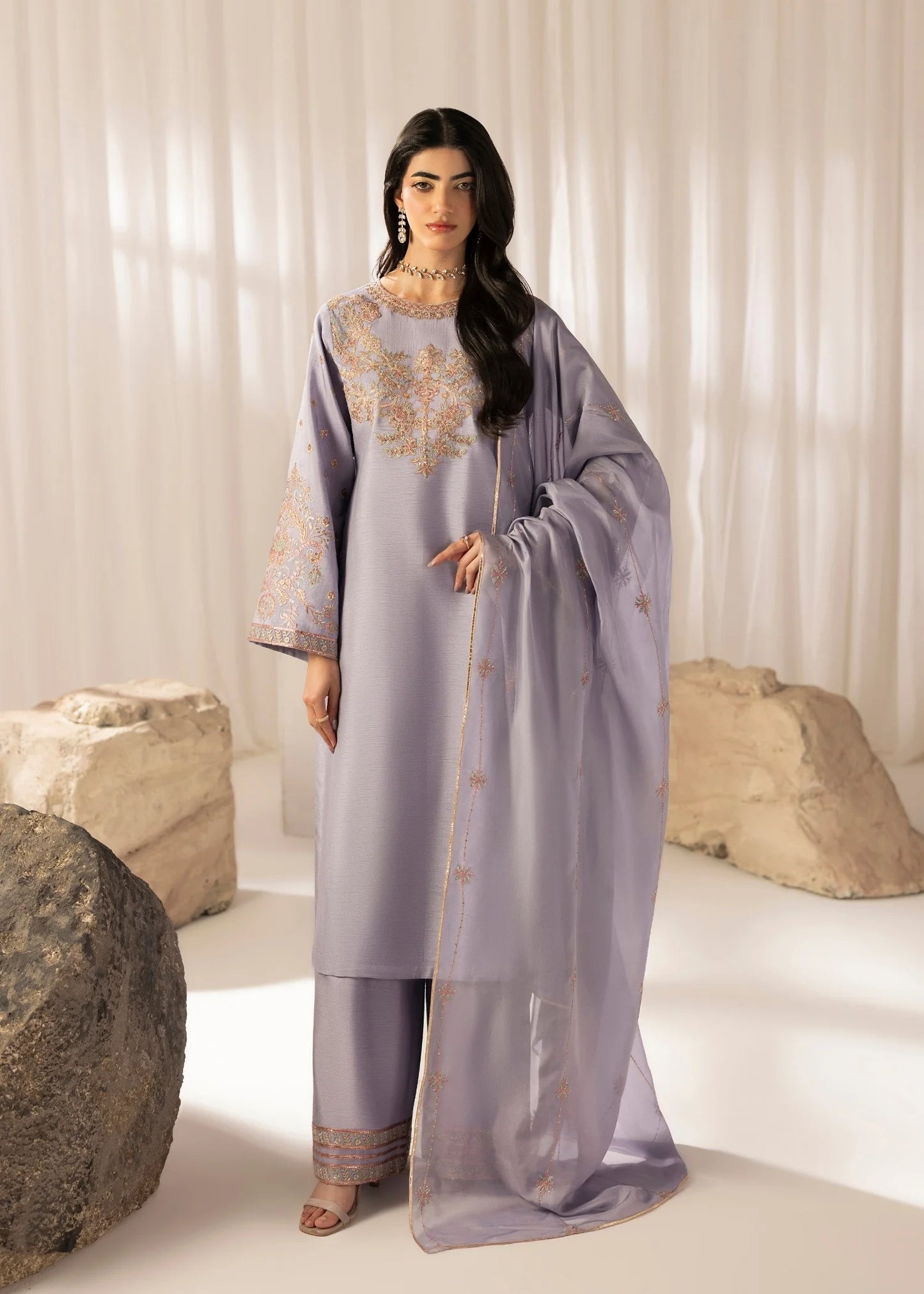 Lavender Mist Pure Korean Silk 3-Piece Pret