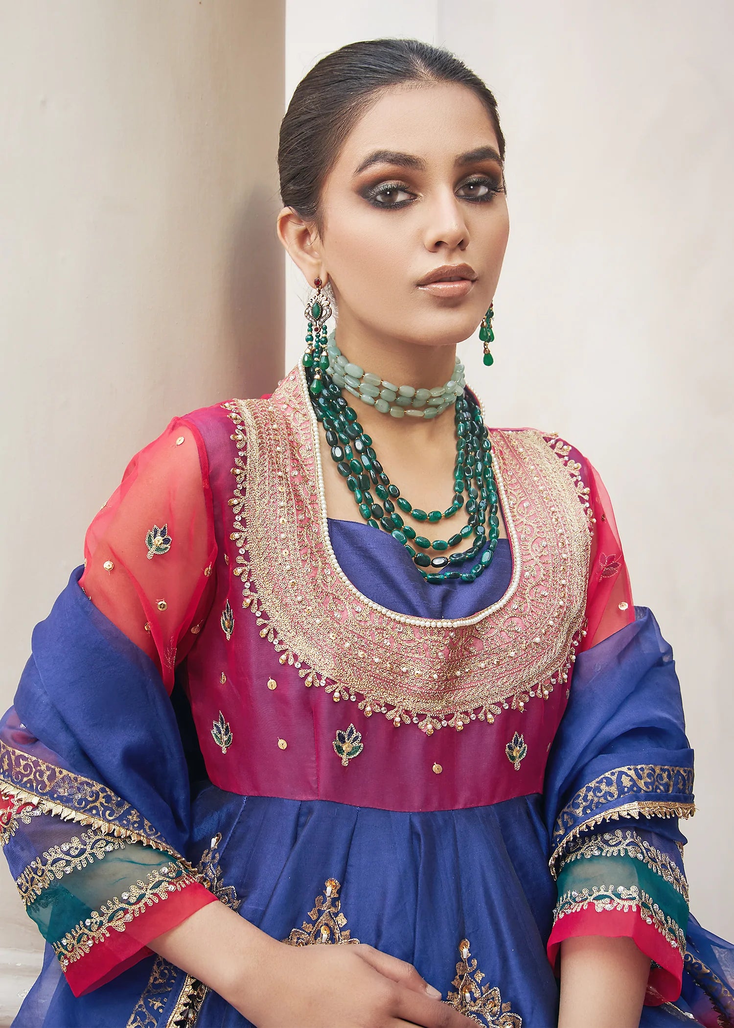 Peacock Gown Chiffon Pret 2 pcs