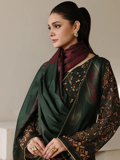 Emerald Damask Chiffon Pret 2 PCs