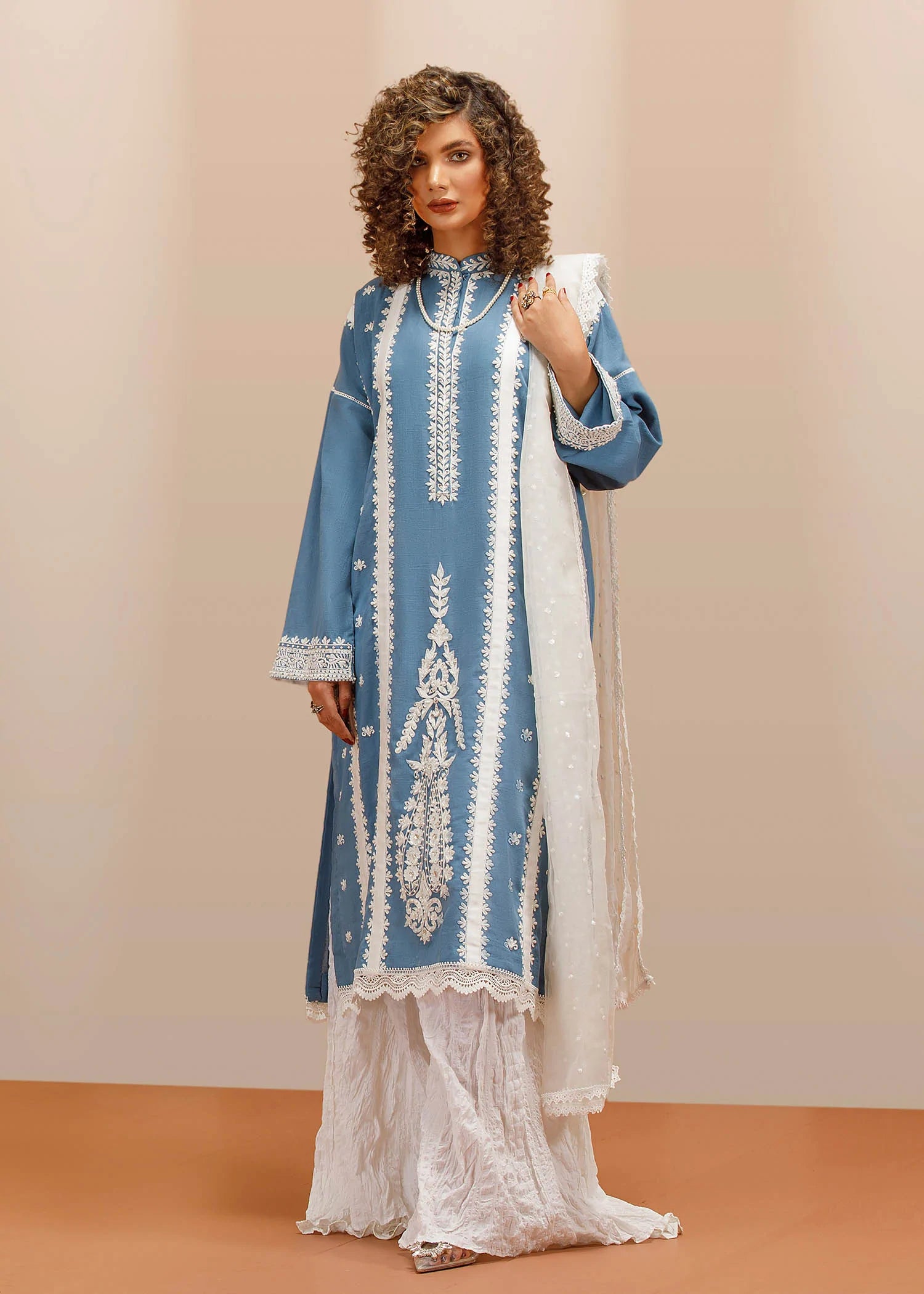 Ice Blue Stitched Pret 1PC