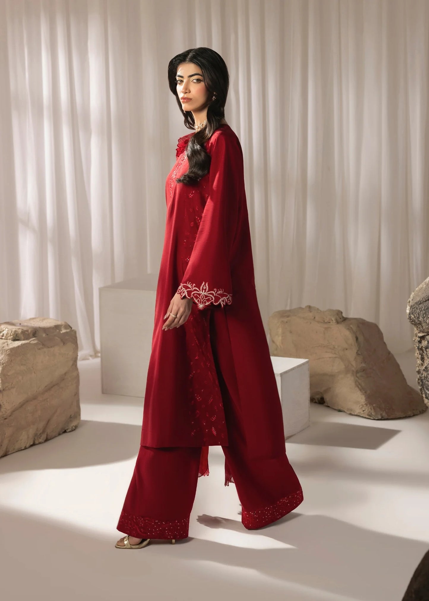 Cherry bloom Pure Korean Silk 3-Piece Pret