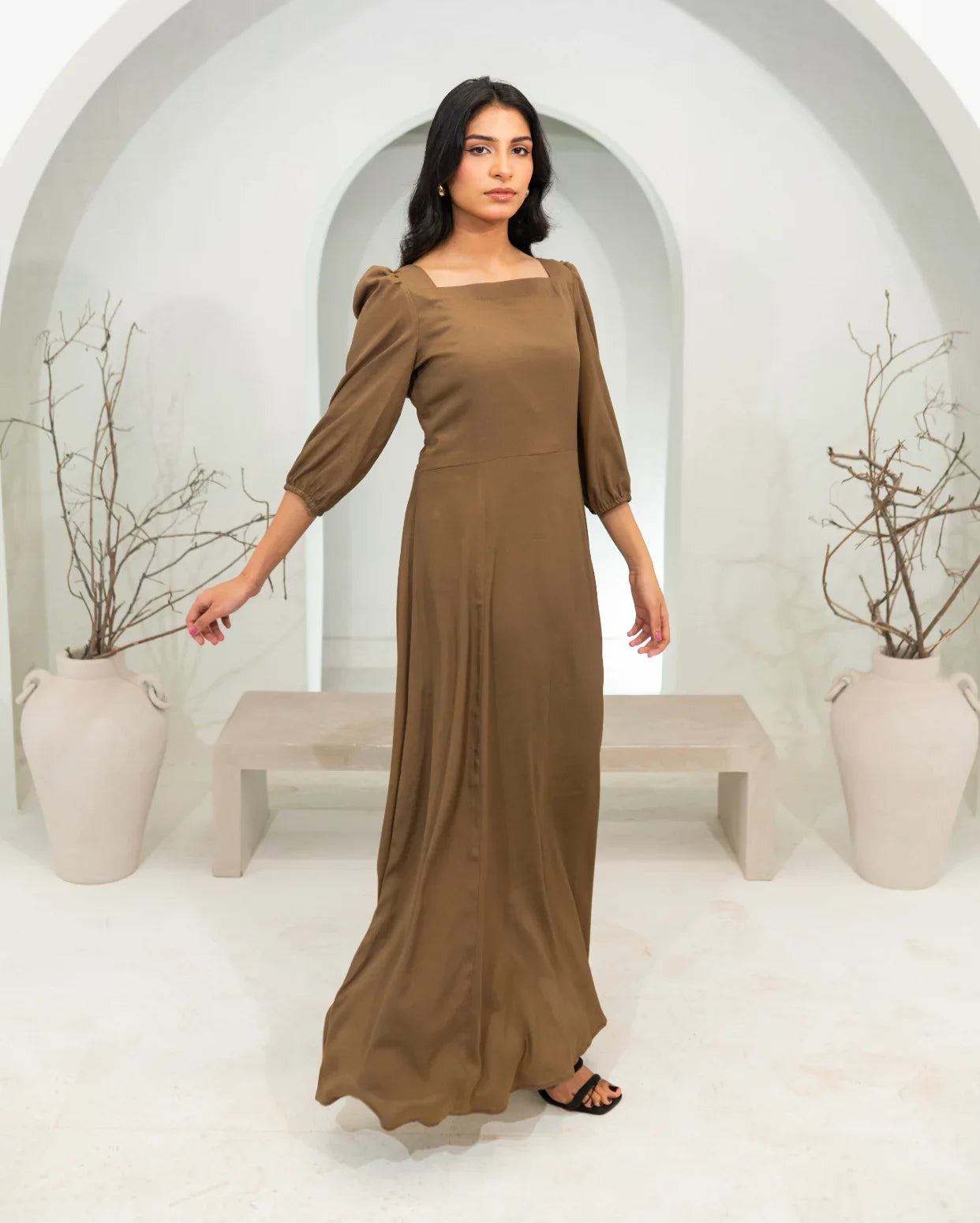 Khaki Long Dress 1 PC – Buraqstore