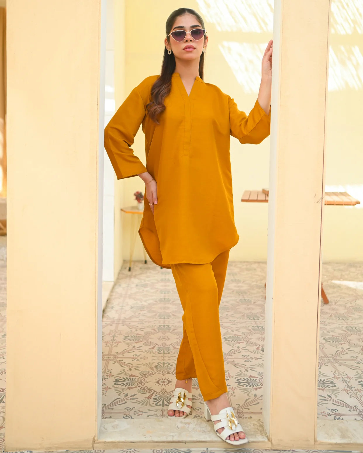 Mustard Raw Silk Pret 2Pcs