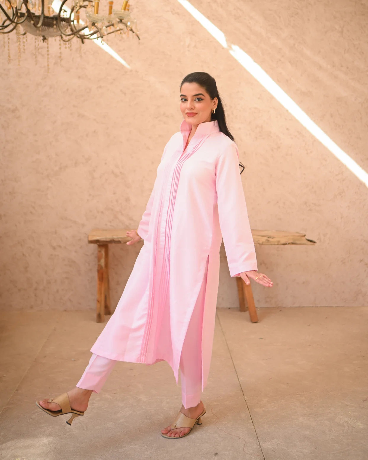 Misty Rose Raw Silk Pret 2Pcs