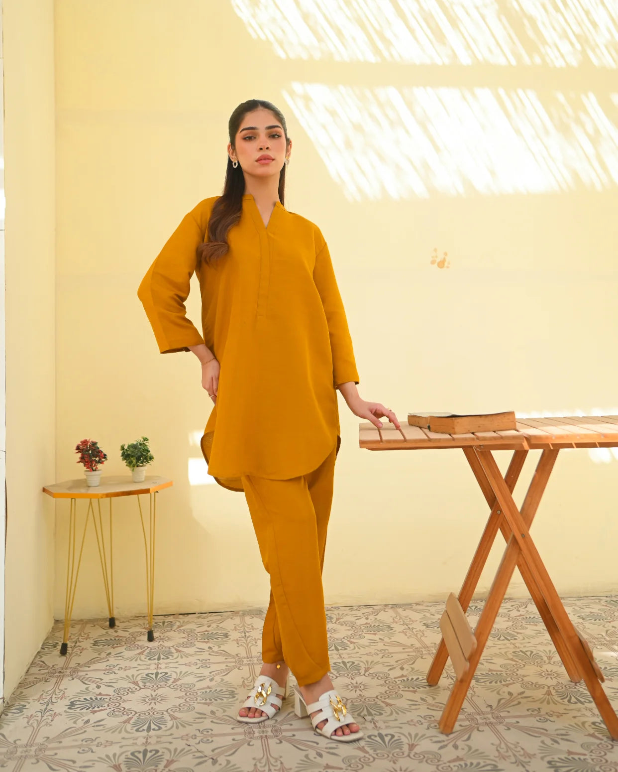 Mustard Raw Silk Pret 2Pcs