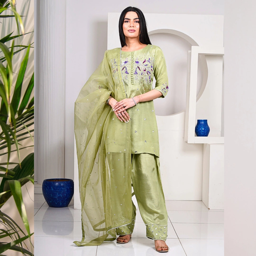 Noor Embroidered Raw Silk Pret 2Pcs