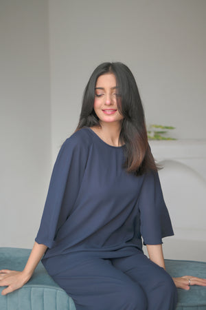 Aqua Georgette Co Ord Set – western winter wear for women