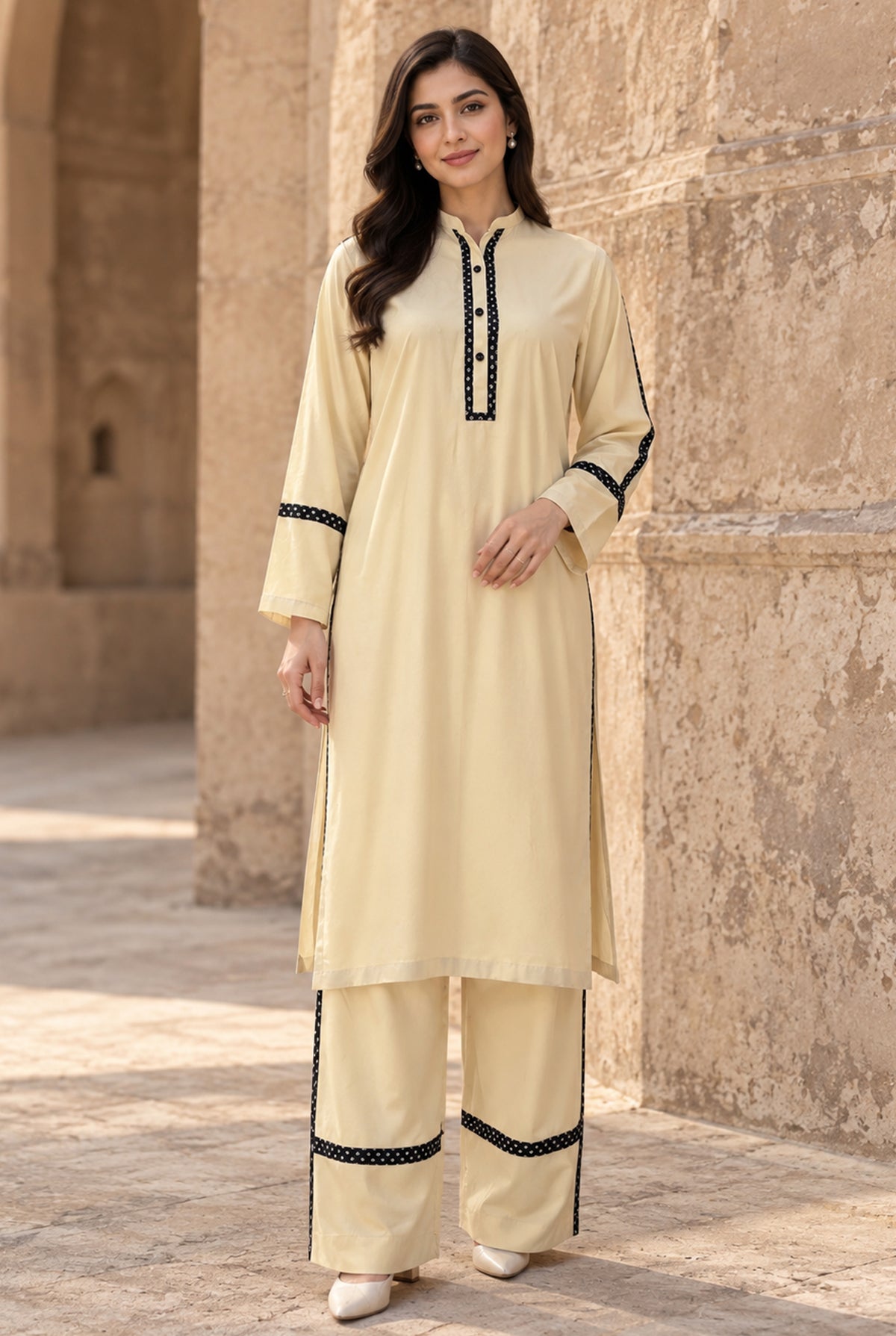 Aura AU-01 : Stitched Dyed Linen 2-Piece Set