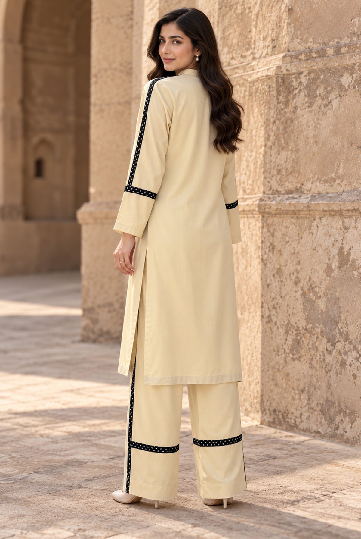 Aura AU-01 : Stitched Dyed Linen 2-Piece Set