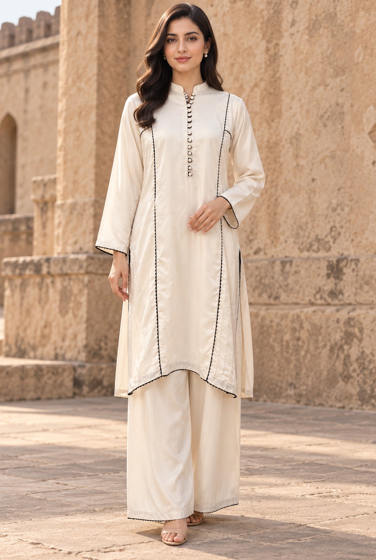 Linen Shirt Design for Girl 2PC