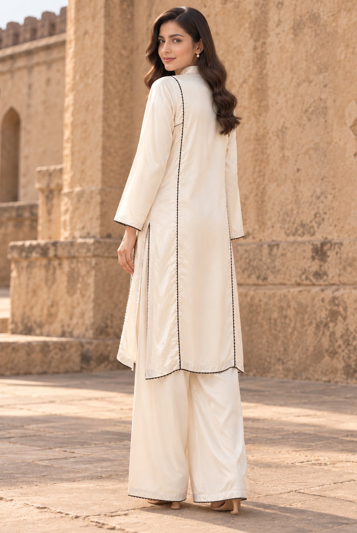 Linen Shirt Design for Girl 2PC
