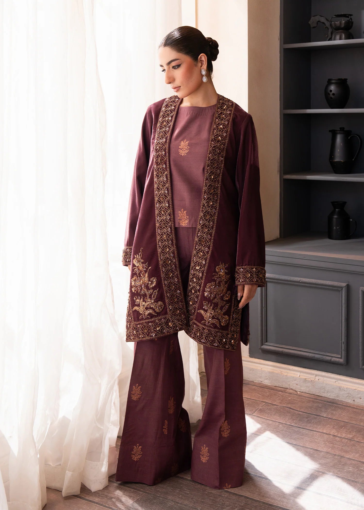 OPAL MIST VELVET EMBROIDERED PRET 3Pcs