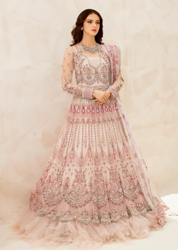 model posing in pink formal dress 4 piece buraqstore fashion