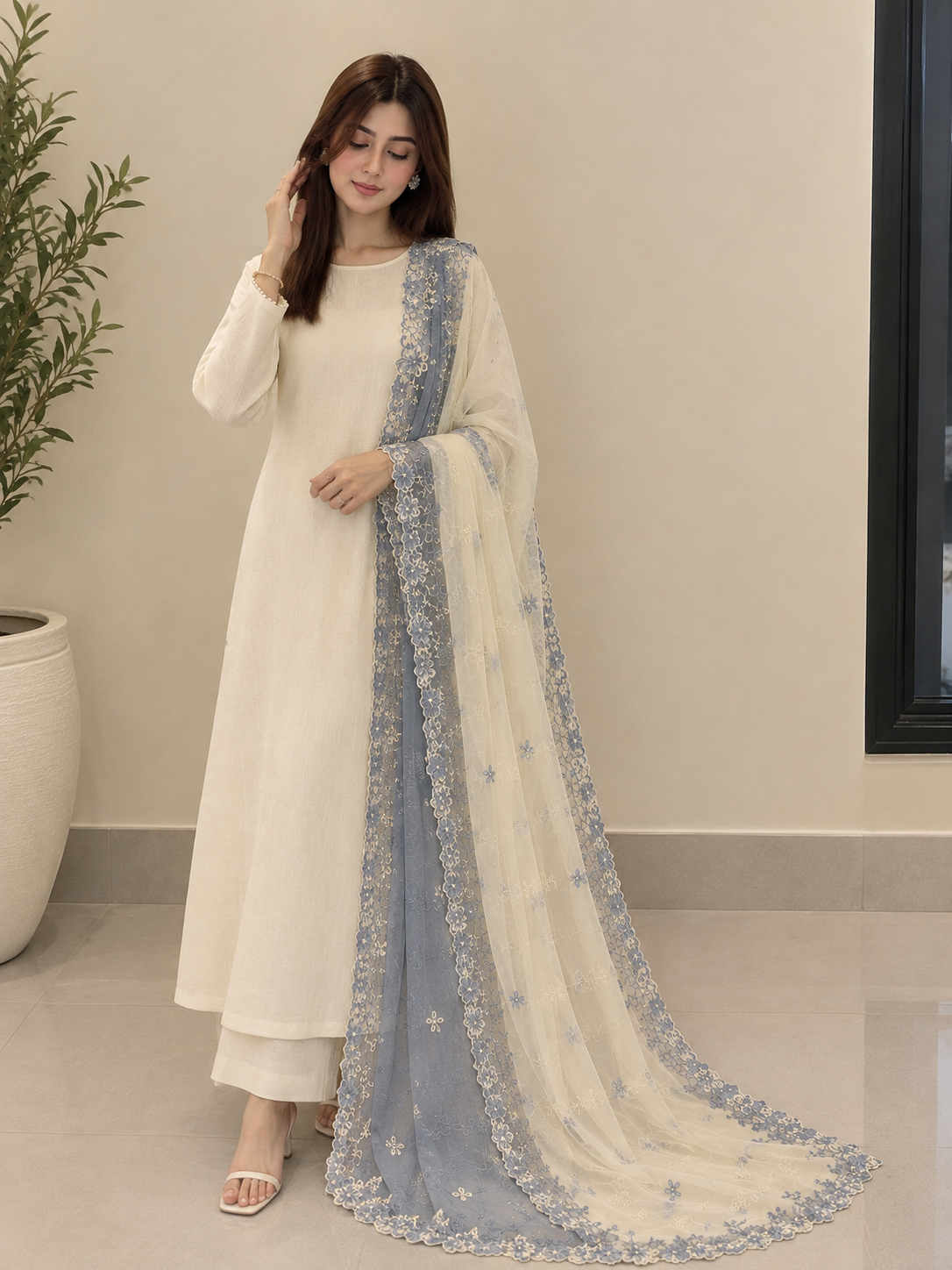 Ivory Mist Dupatta 1-Piece