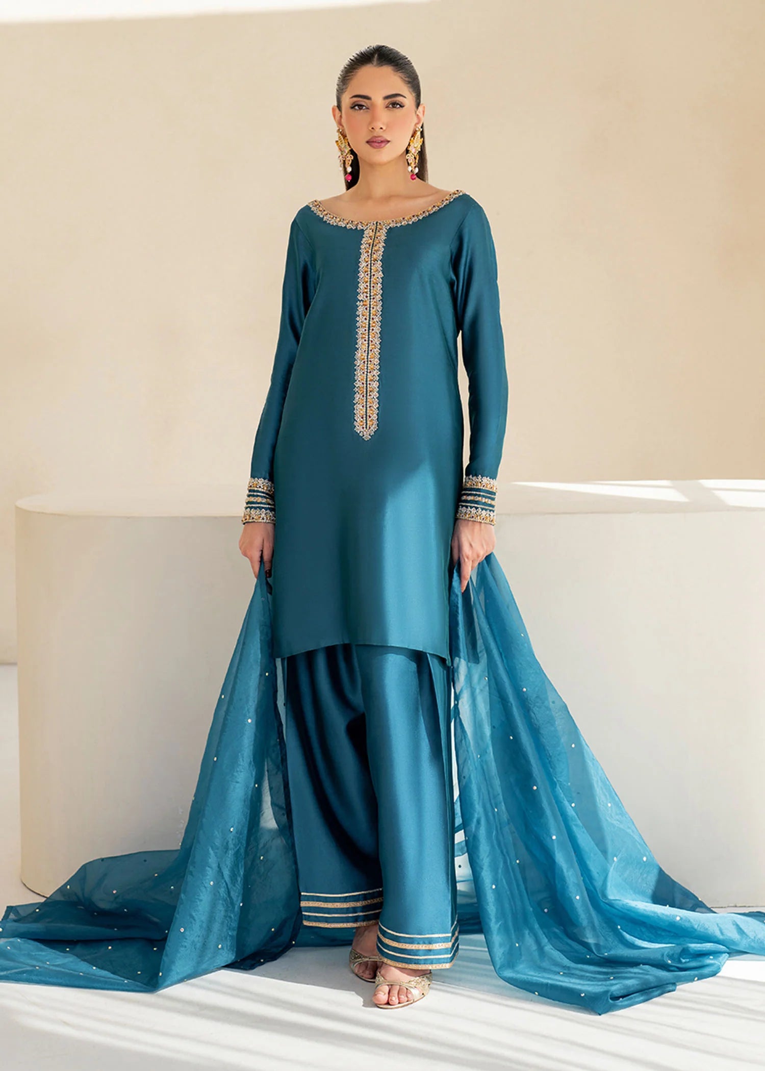 Elisa Embroidered Tissue Silk Pret 2Pcs