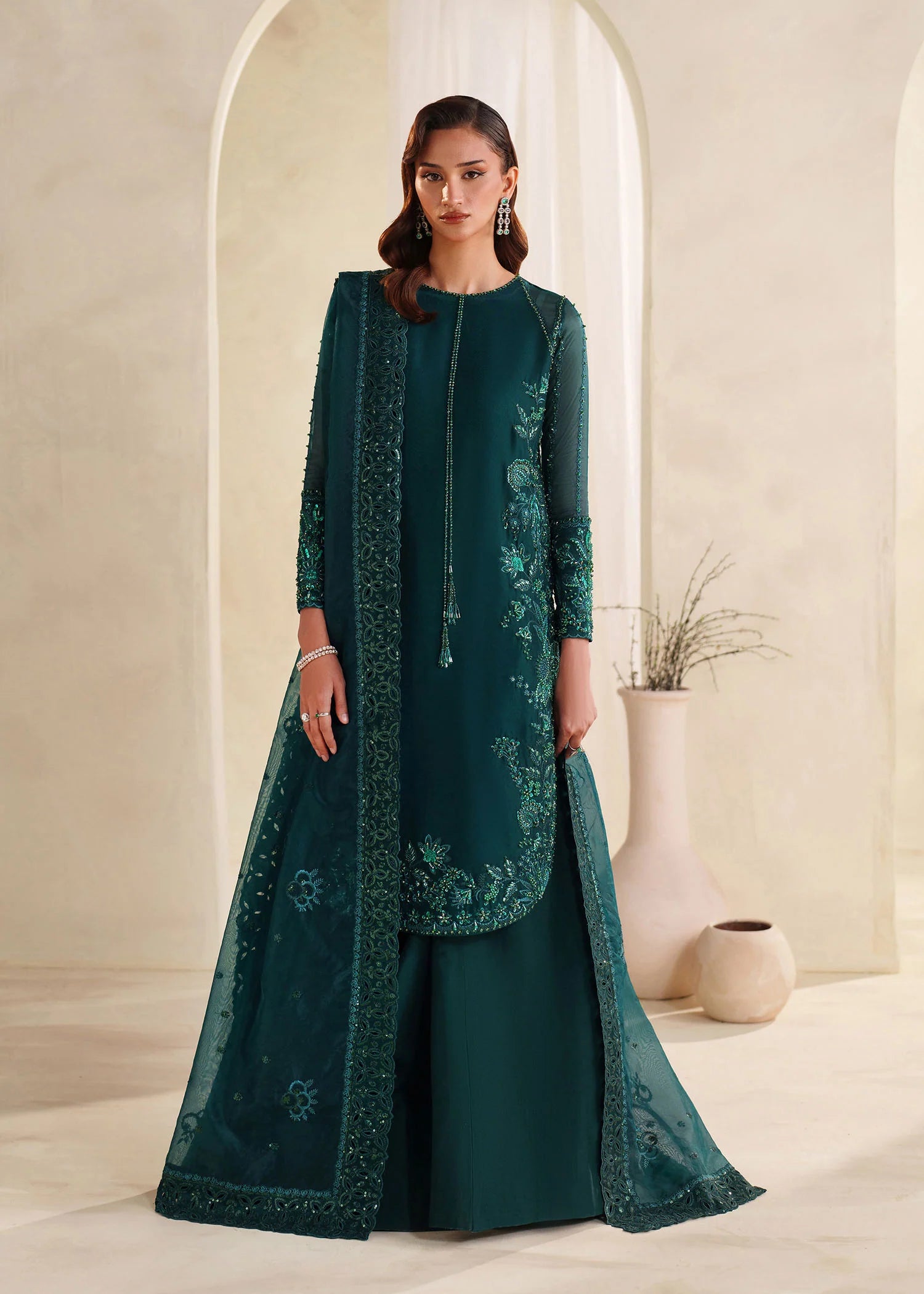 Eiza Embroidered Tissue Silk Pret 3 Pcs