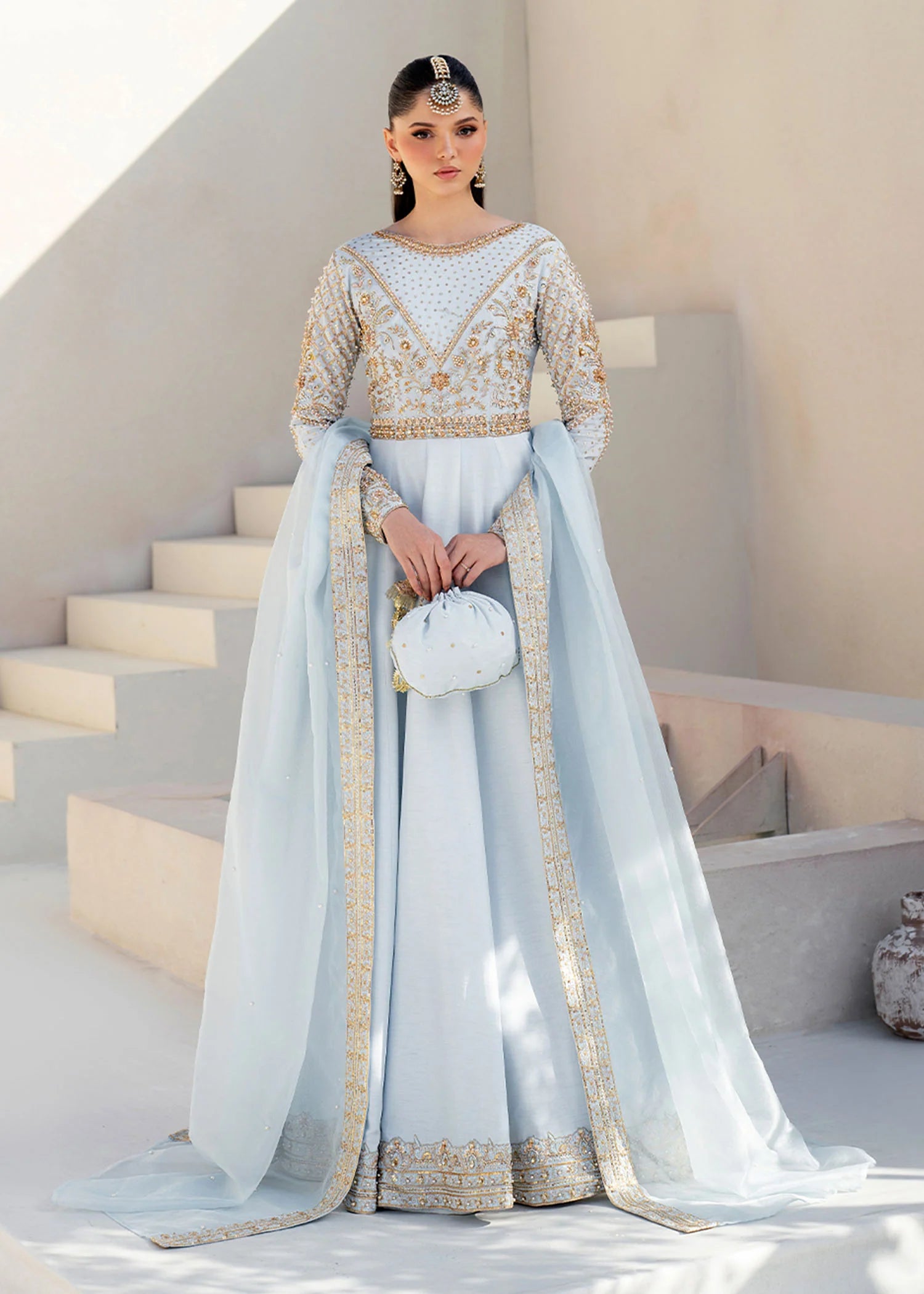 Hoor Embroidered Korean Silk Pret 2Pcs