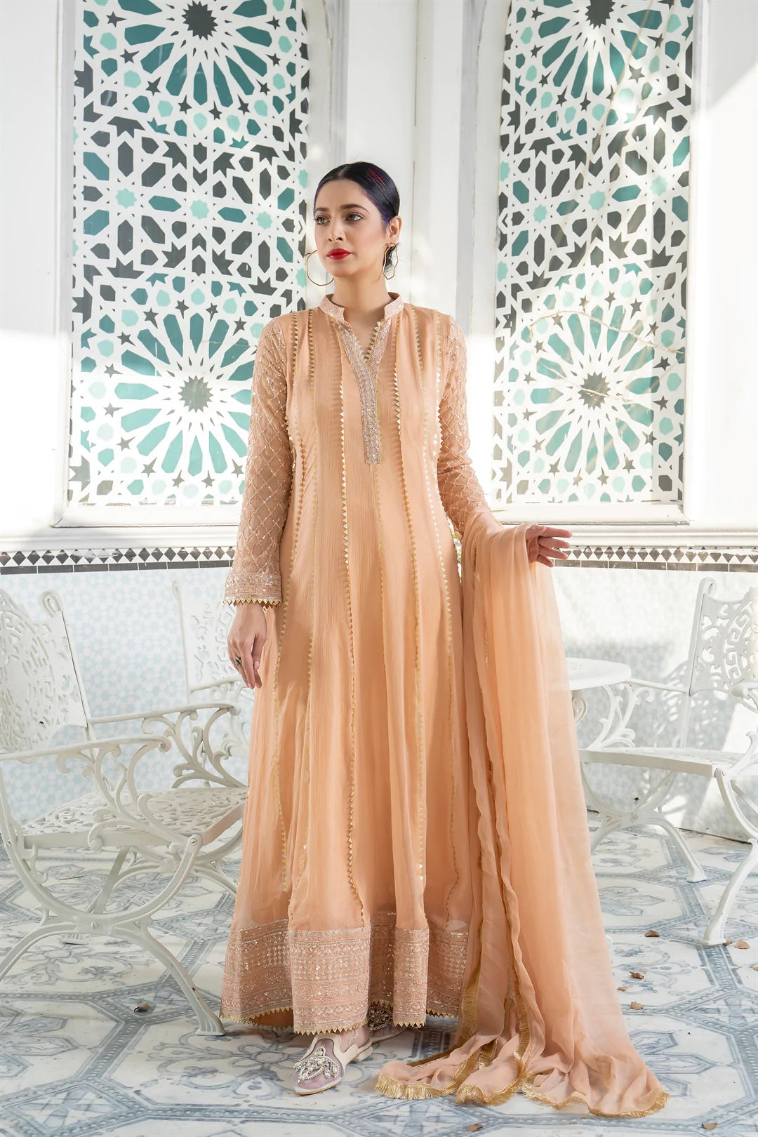 Peach Dress 106 Stitched 3PCs Buraqstore Peach Dress 106 Stitched 3PCs Buraqstore