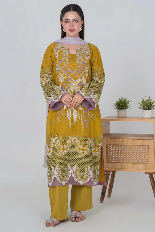 Embroided Lawn Suit 3 Piece Pret