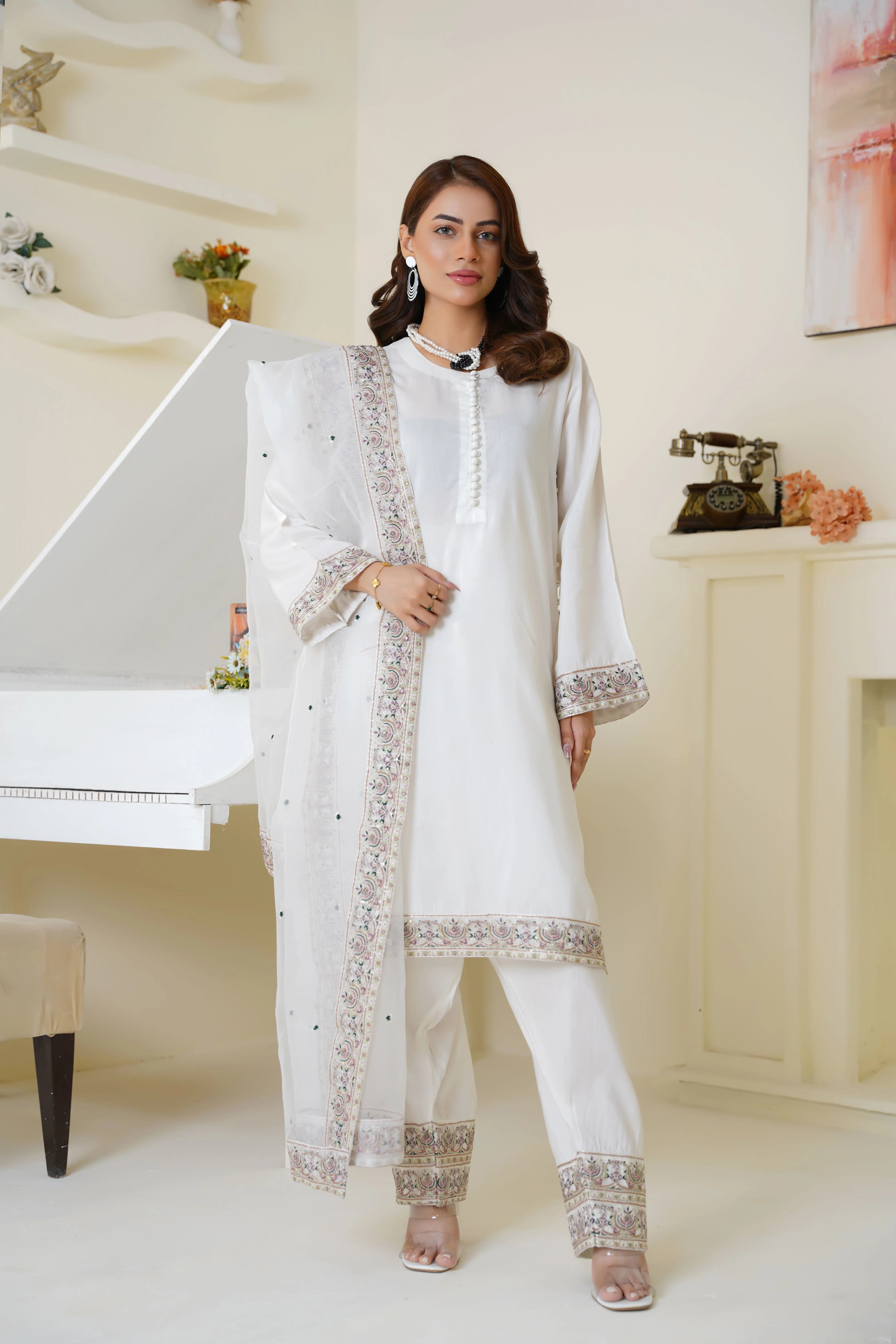 Ivory White Pret Viscose 3 PCs