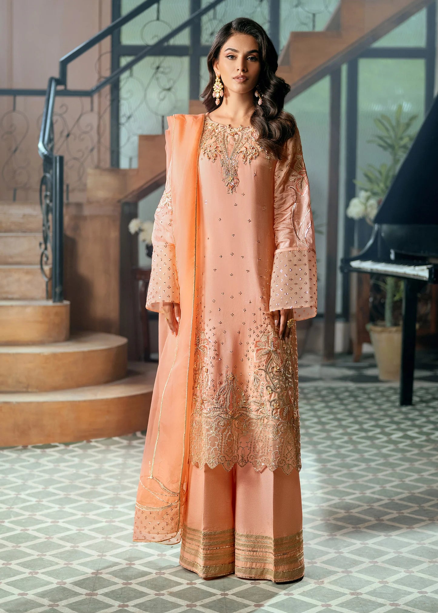 Coral Charm Luxury Pret 3 PCs