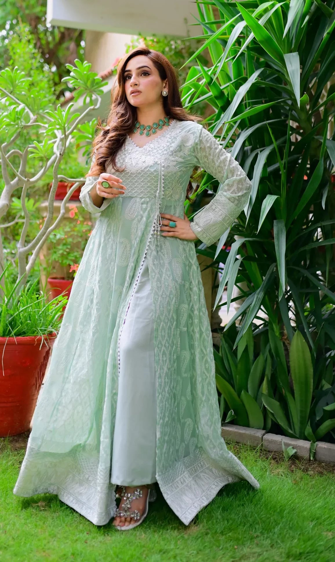 MINT GREEN DRESS 118 PRET 3 PC Buraqstore