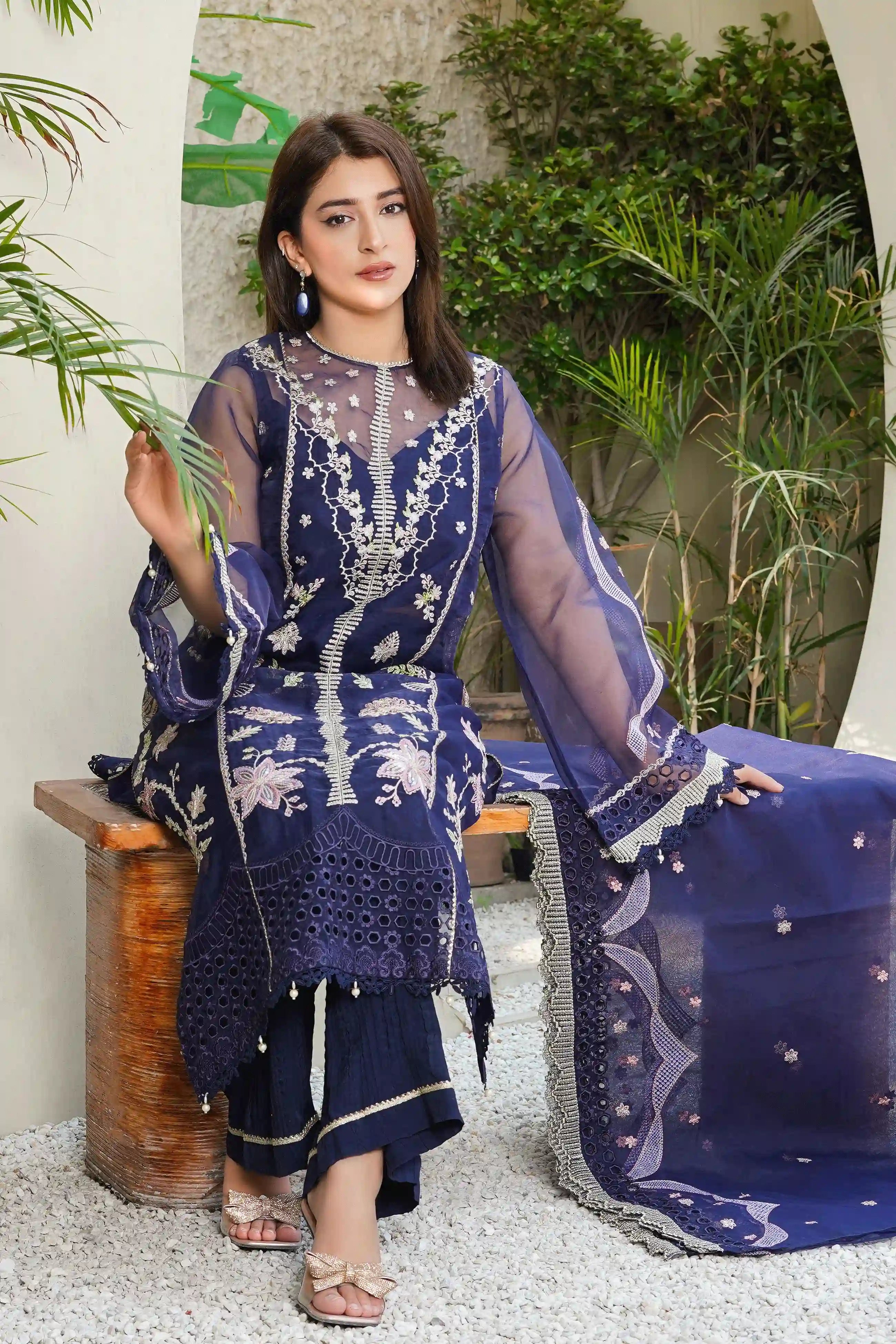 Ella Organza – Patch Daman Embroidery | Buraq