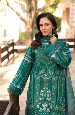 Emerald Veil Unstitched Embroidered Lawn – 3Pc Set