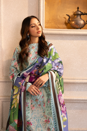 Faded Sky Slub Cambric 3Pc Unstitched