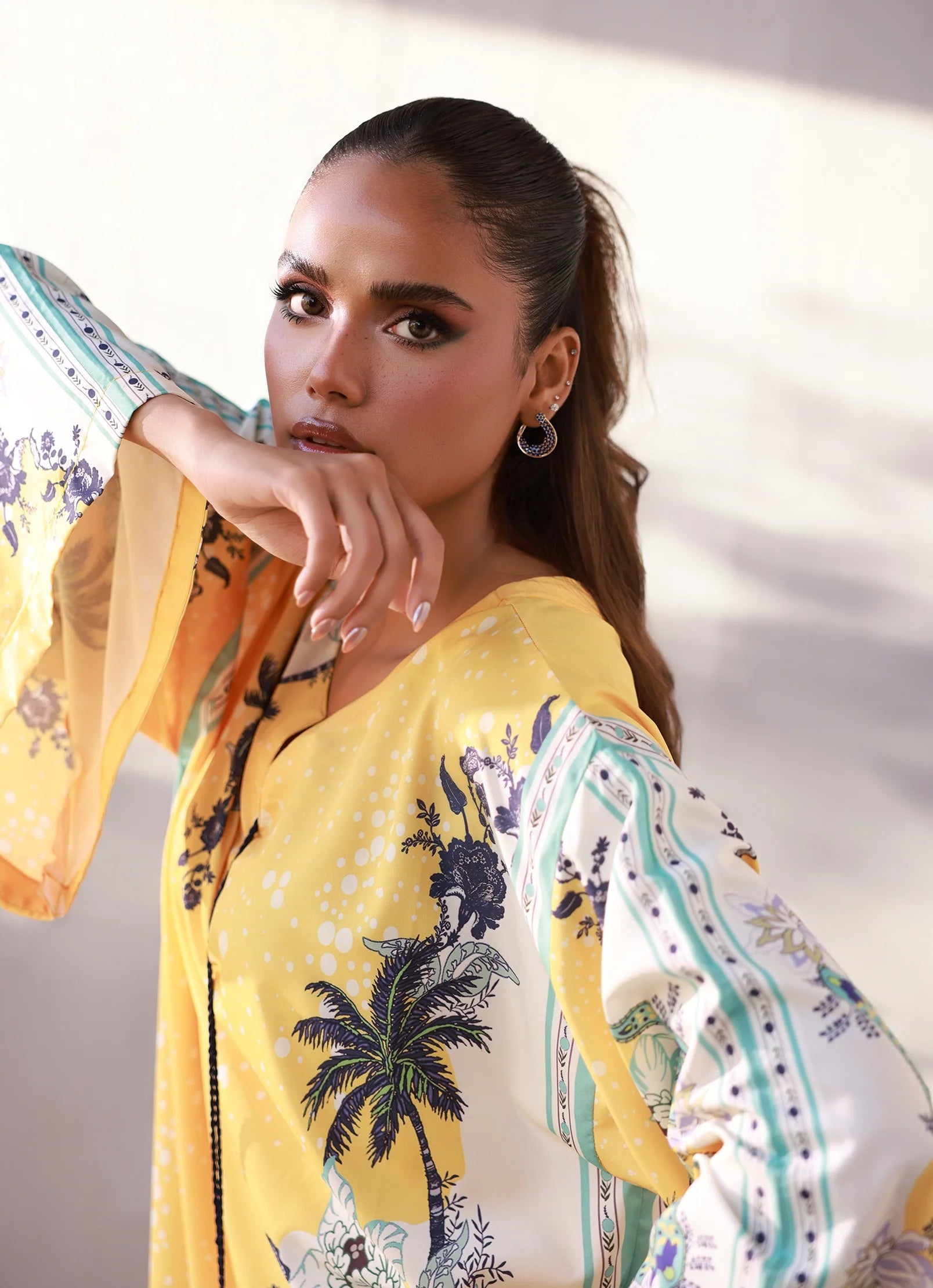 Graceful Sunlit Trees Kaftan Frock Design