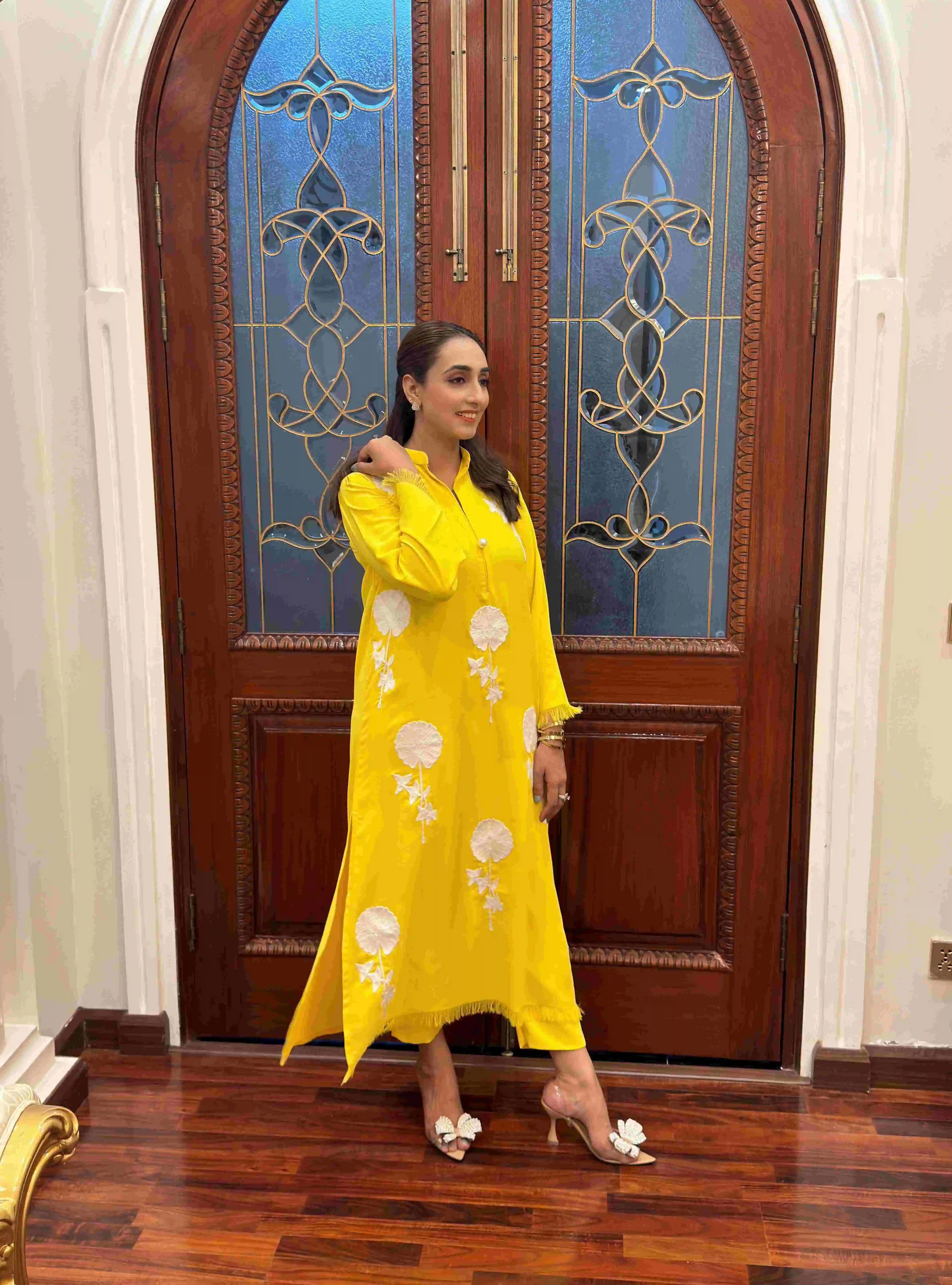 Yellow Flower Embroidered Georgette Pret 2 PCs