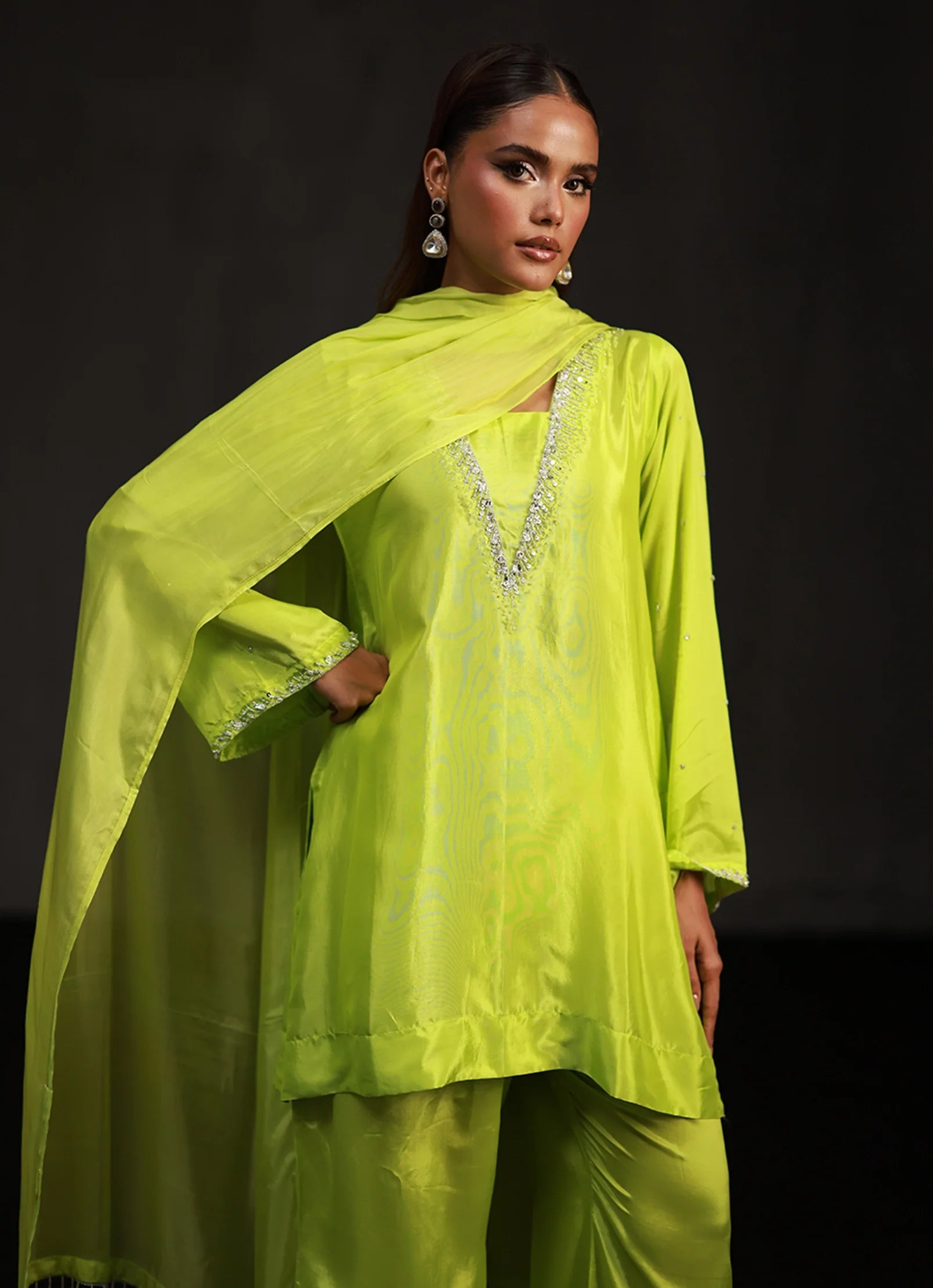 Lime Lustre Set Embroidered Pret 3Pcs