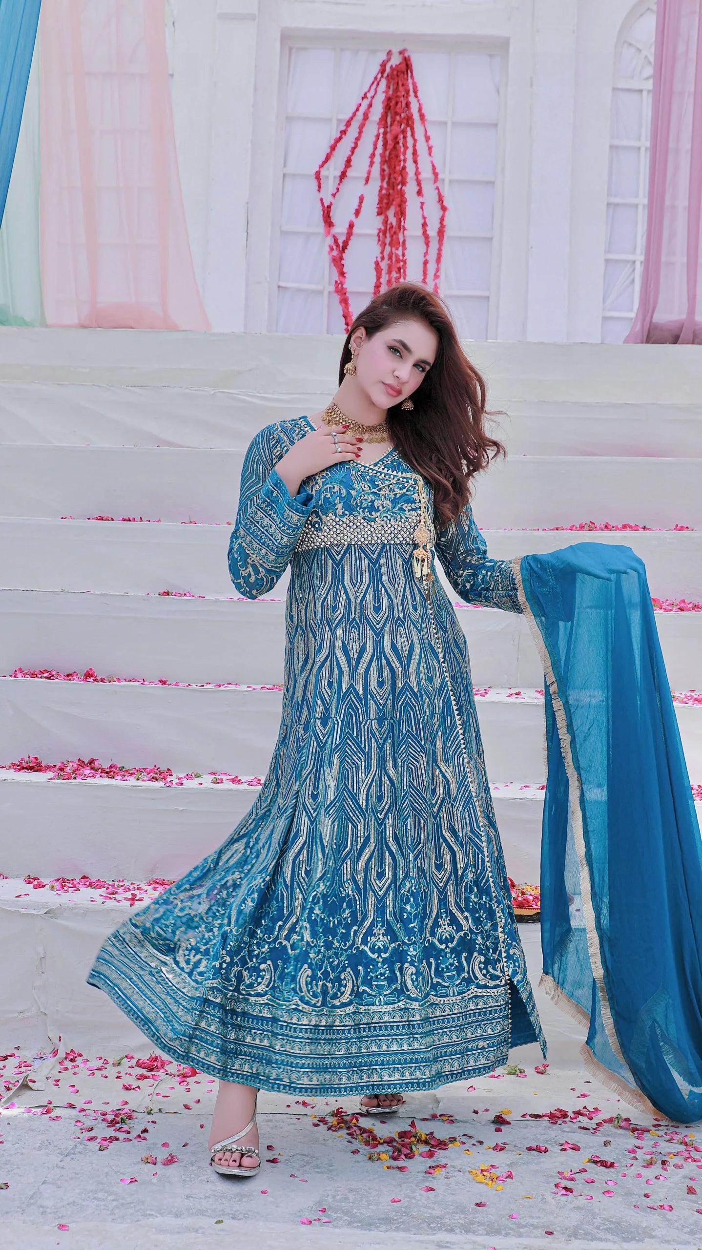 zinc color dress design Embellished Pakistani Kameez Wedding Dress in Zinc Color XLARGE
